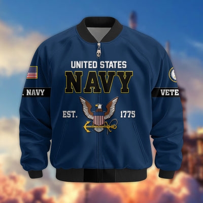 Premium US Veterans Bomber Jacket, Gifts For US Veterans, Gifts On Father's Day, Veterans Day.