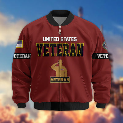 Premium US Veterans Bomber Jacket, Gifts For US Veterans, Gifts On Father's Day, Veterans Day.