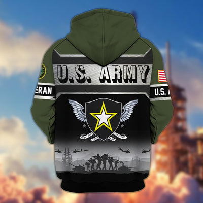 Premium US Veterans Zip Hoodie, Gifts For US Veterans, Gifts On Father's Day, Veterans Day.
