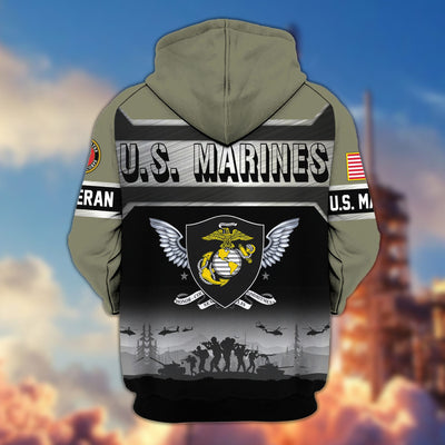 Premium US Veterans Zip Hoodie, Gifts For US Veterans, Gifts On Father's Day, Veterans Day.