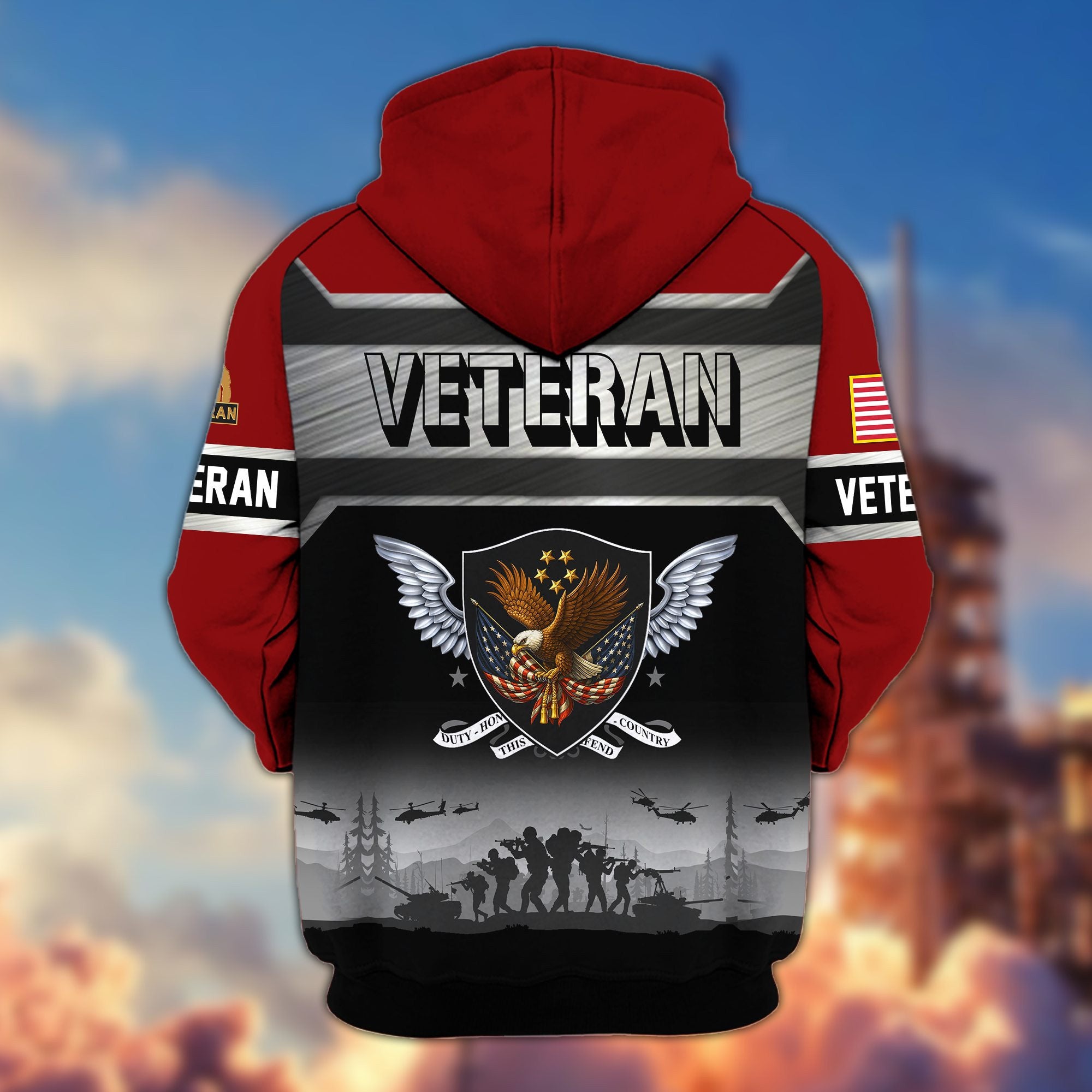 Premium US Veterans Zip Hoodie, Gifts For US Veterans, Gifts On Father's Day, Veterans Day.