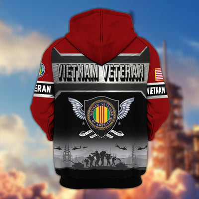 Premium US Veterans Zip Hoodie, Gifts For US Veterans, Gifts On Father's Day, Veterans Day.