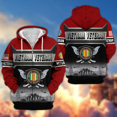 Premium US Veterans Zip Hoodie, Gifts For US Veterans, Gifts On Father's Day, Veterans Day.