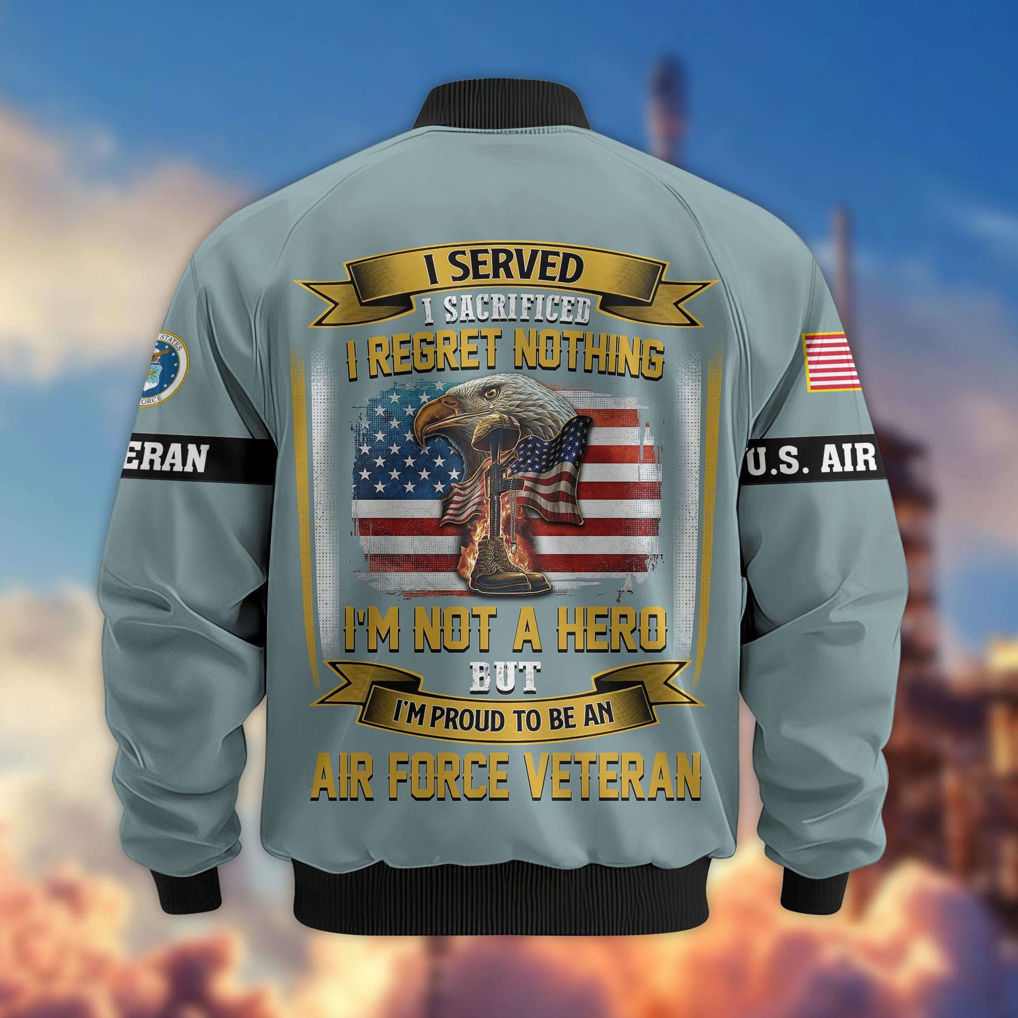 Premium US Veterans Bomber Jacket, Gifts For US Veterans, Gifts On Father's Day, Veterans Day.