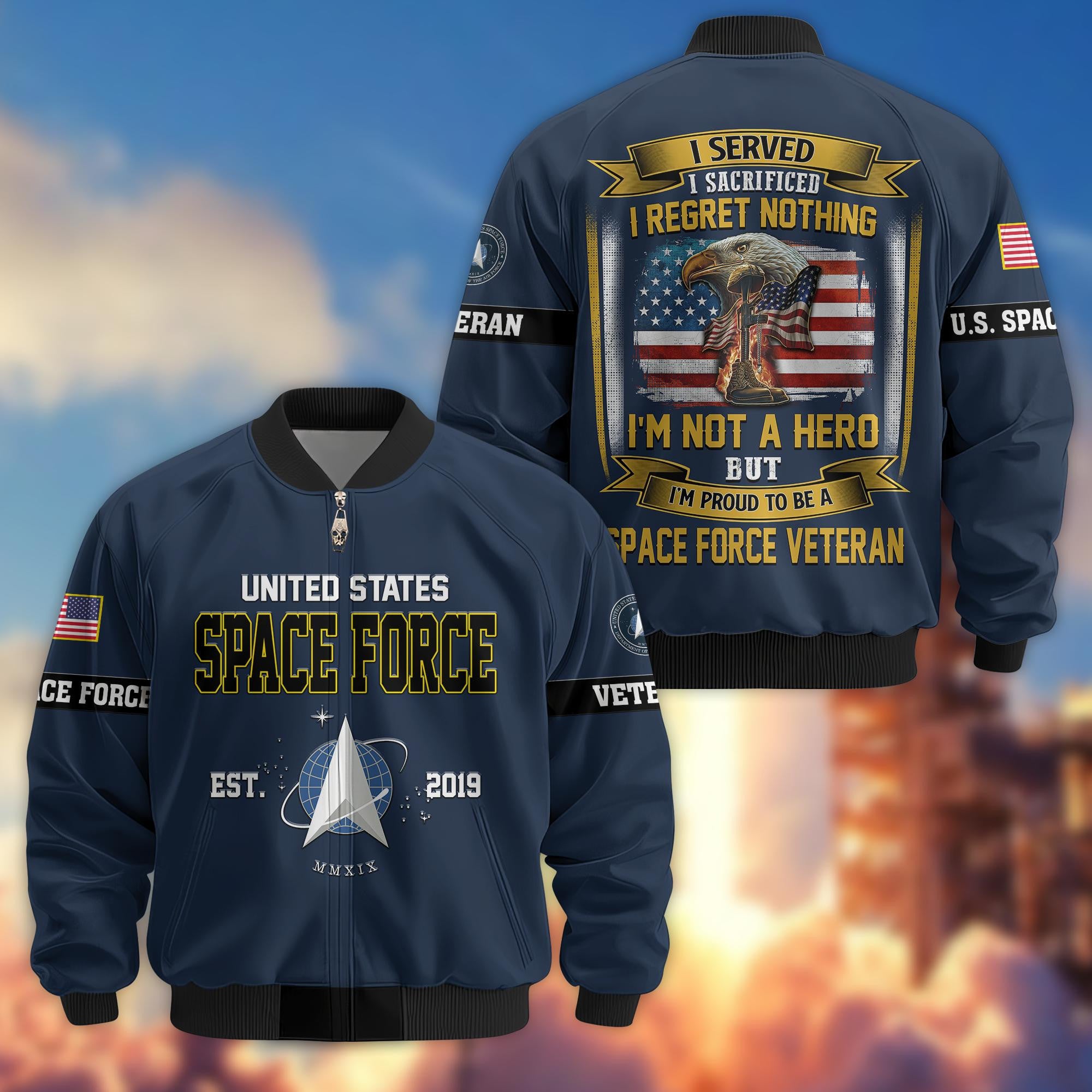 Premium US Veterans Bomber Jacket, Gifts For US Veterans, Gifts On Father's Day, Veterans Day.