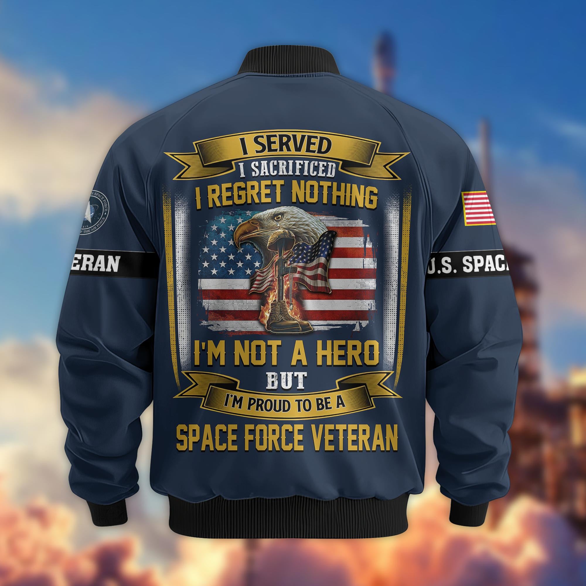 Premium US Veterans Bomber Jacket, Gifts For US Veterans, Gifts On Father's Day, Veterans Day.