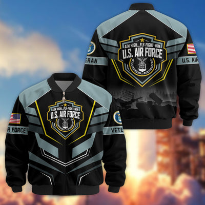 Premium US Veterans Bomber Jacket, Gifts For US Veterans, Gifts On Father's Day, Veterans Day.