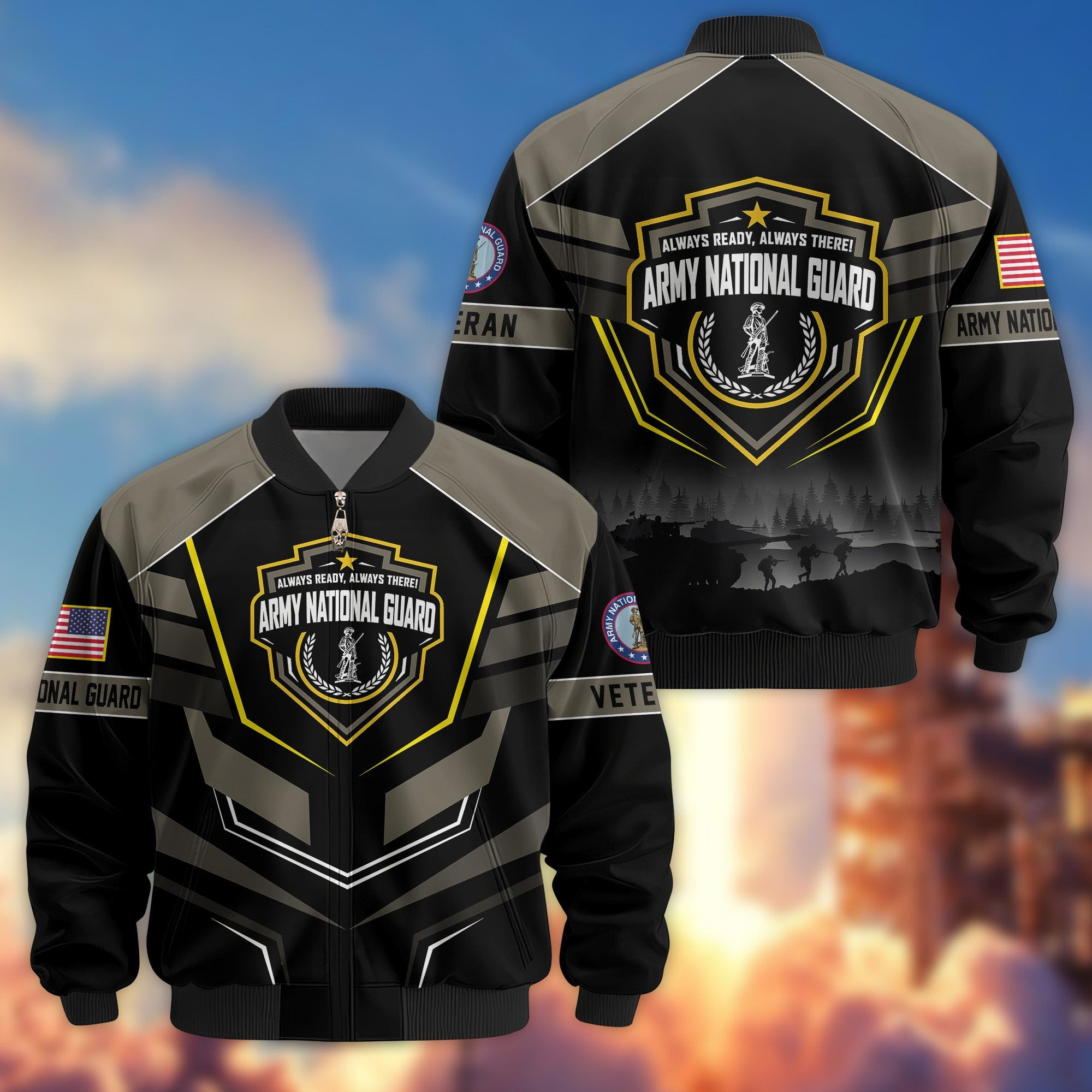 Premium US Veterans Bomber Jacket, Gifts For US Veterans, Gifts On Father's Day, Veterans Day.