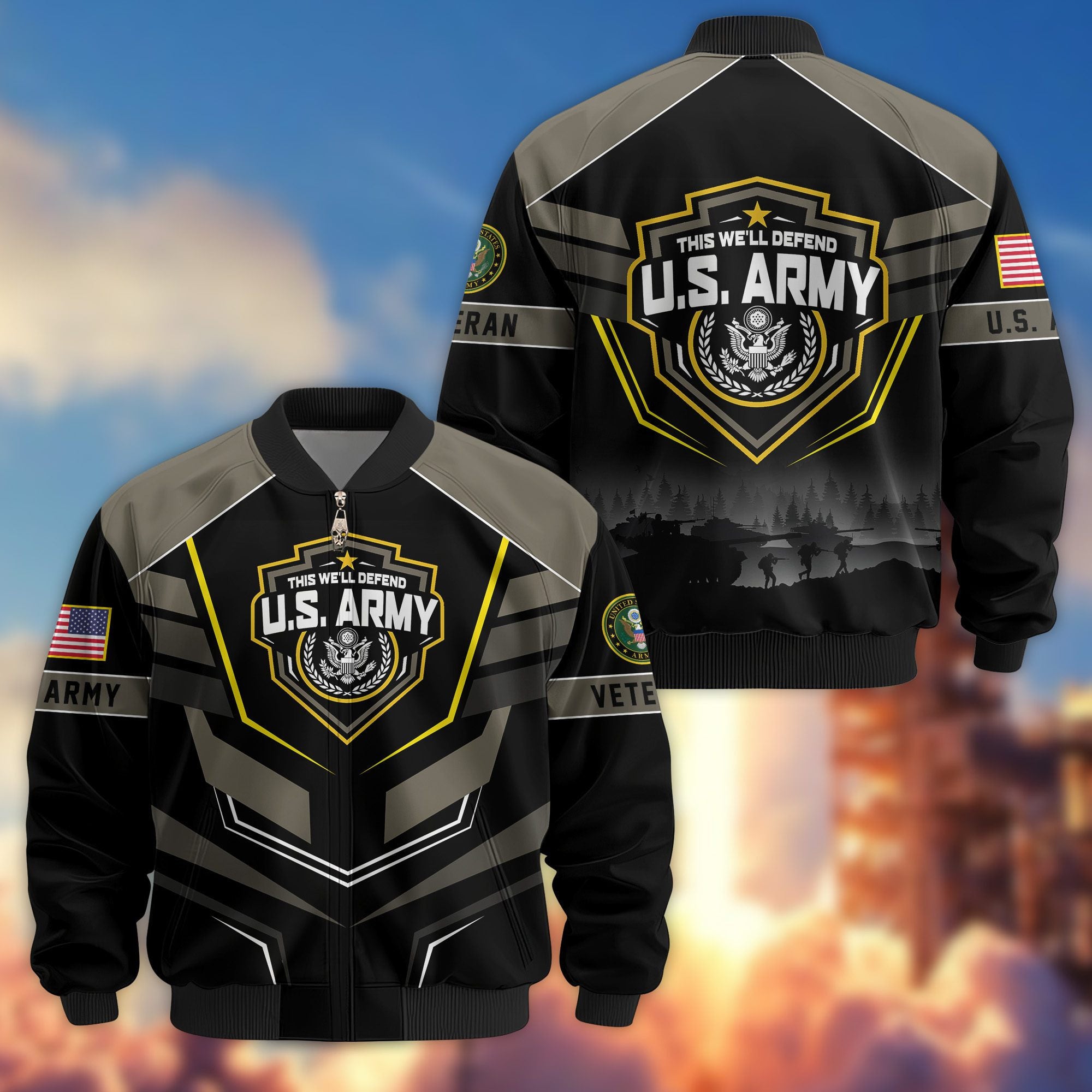 Premium US Veterans Bomber Jacket, Gifts For US Veterans, Gifts On Father's Day, Veterans Day.