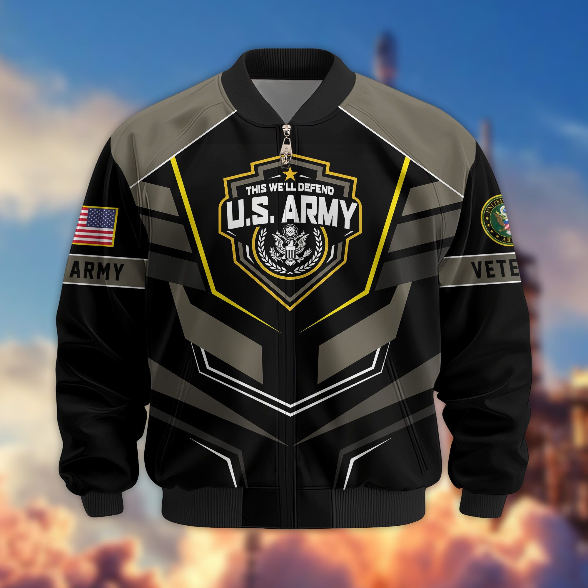 Premium US Veterans Bomber Jacket, Gifts For US Veterans, Gifts On Father's Day, Veterans Day.