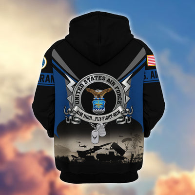 Premium US Veterans Zip Hoodie, Gifts For US Veterans, Gifts On Father's Day, Veterans Day.