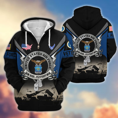 Premium US Veterans Zip Hoodie, Gifts For US Veterans, Gifts On Father's Day, Veterans Day.