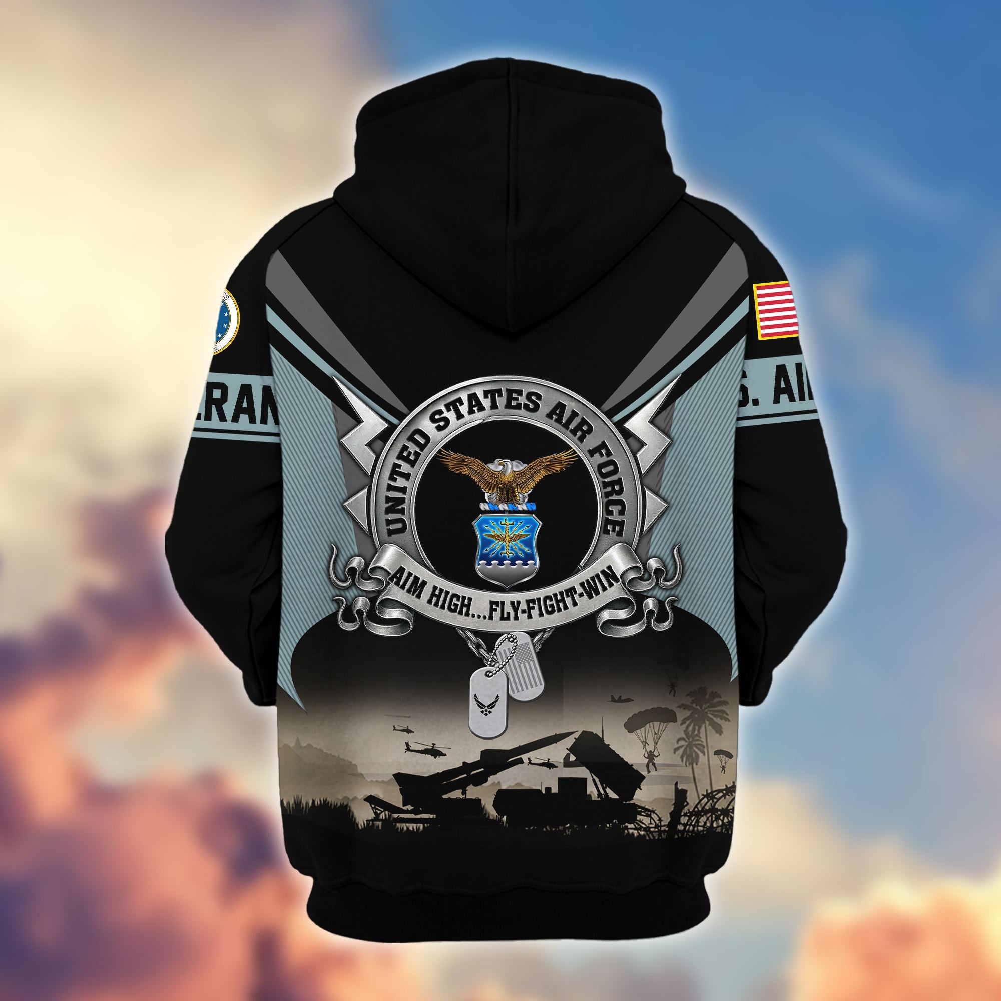 Premium US Veterans Zip Hoodie, Gifts For US Veterans, Gifts On Father's Day, Veterans Day.