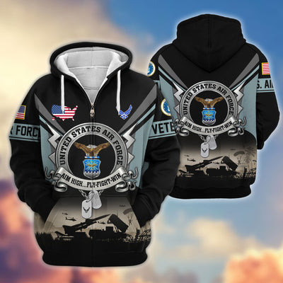 Premium US Veterans Zip Hoodie, Gifts For US Veterans, Gifts On Father's Day, Veterans Day.
