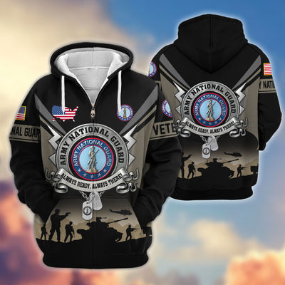 Premium US Veterans Zip Hoodie, Gifts For US Veterans, Gifts On Father's Day, Veterans Day.