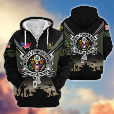 Premium US Veterans Zip Hoodie, Gifts For US Veterans, Gifts On Father's Day, Veterans Day.