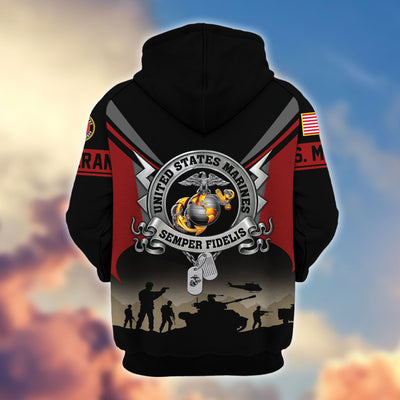Premium US Veterans Zip Hoodie, Gifts For US Veterans, Gifts On Father's Day, Veterans Day.