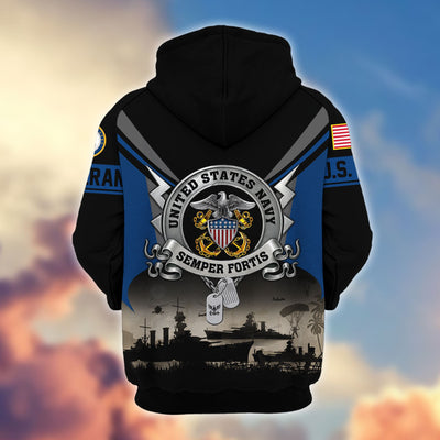 Premium US Veterans Zip Hoodie, Gifts For US Veterans, Gifts On Father's Day, Veterans Day.