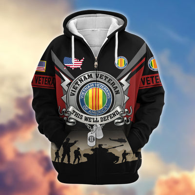 Premium US Veterans Zip Hoodie, Gifts For US Veterans, Gifts On Father's Day, Veterans Day.