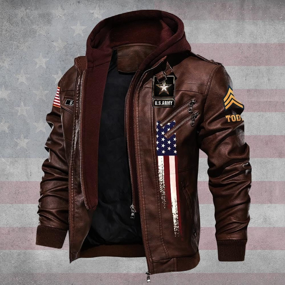 Premium Custom US Army Leather Jacket, Gifts For Army Veteran, Gifts On Father's Day, Veterans Day.