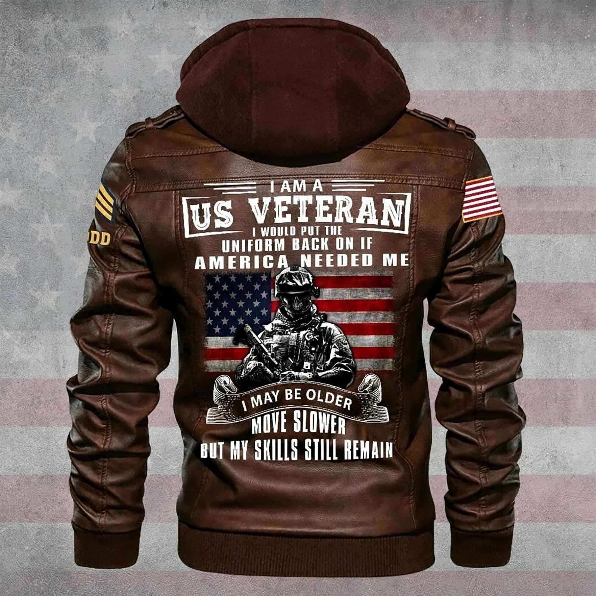 Premium Custom US Army Leather Jacket, Gifts For Army Veteran, Gifts On Father's Day, Veterans Day.