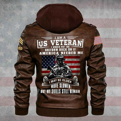 Premium Custom US Army Leather Jacket, Gifts For Army Veteran, Gifts On Father's Day, Veterans Day.