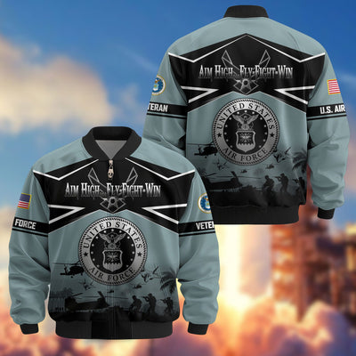 Premium US Veterans Bomber Jacket, Gifts For US Veterans, Gifts On Father's Day, Veterans Day.