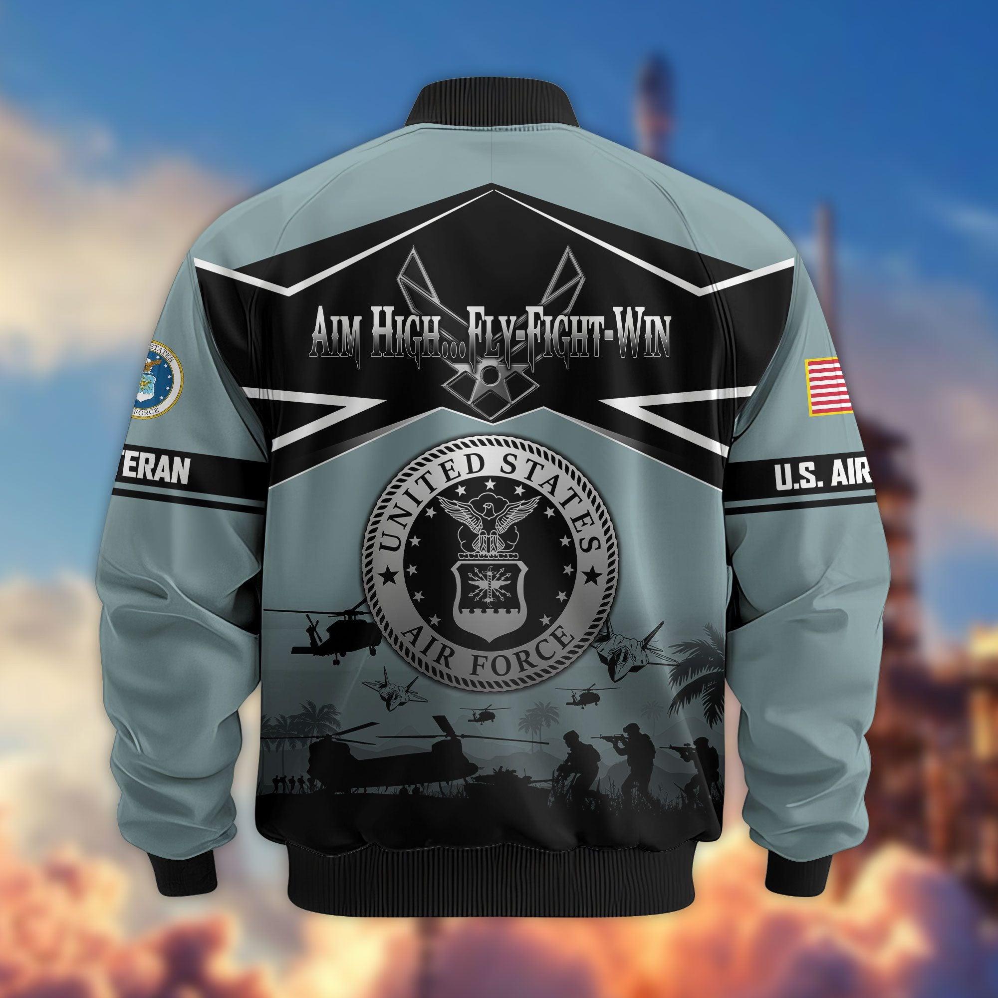 Premium US Veterans Bomber Jacket, Gifts For US Veterans, Gifts On Father's Day, Veterans Day.