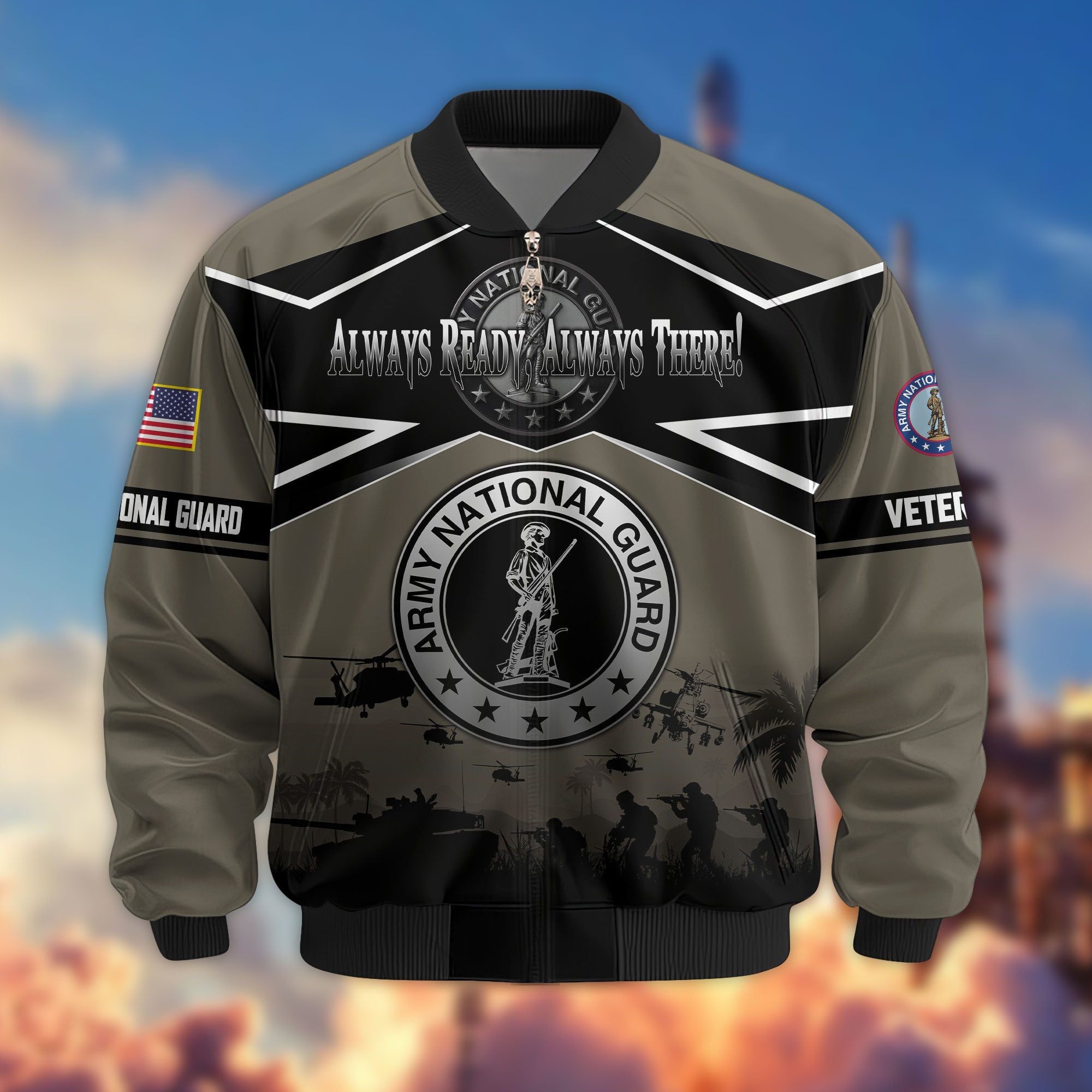 Premium US Veterans Bomber Jacket, Gifts For US Veterans, Gifts On Father's Day, Veterans Day.