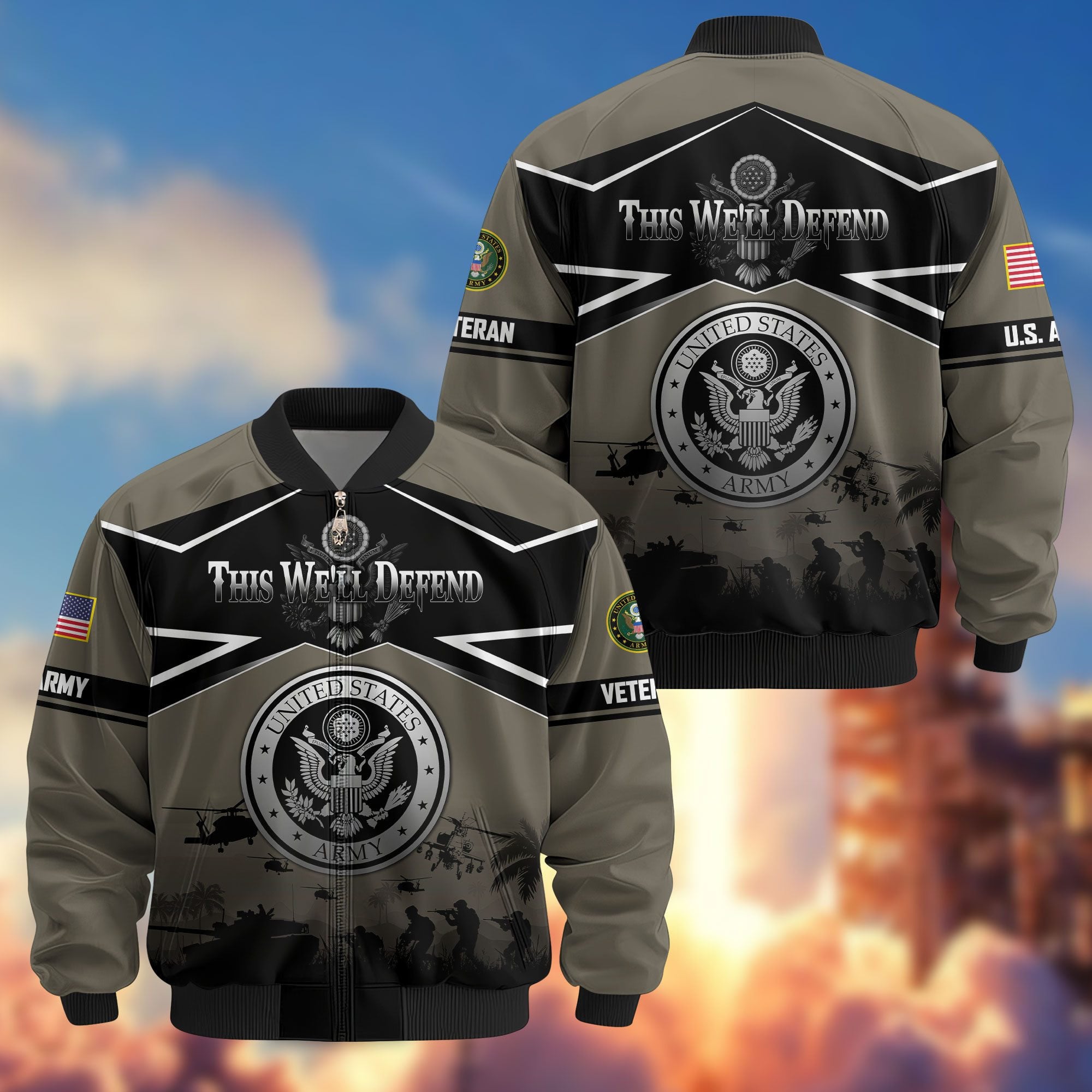 Premium US Veterans Bomber Jacket, Gifts For US Veterans, Gifts On Father's Day, Veterans Day.