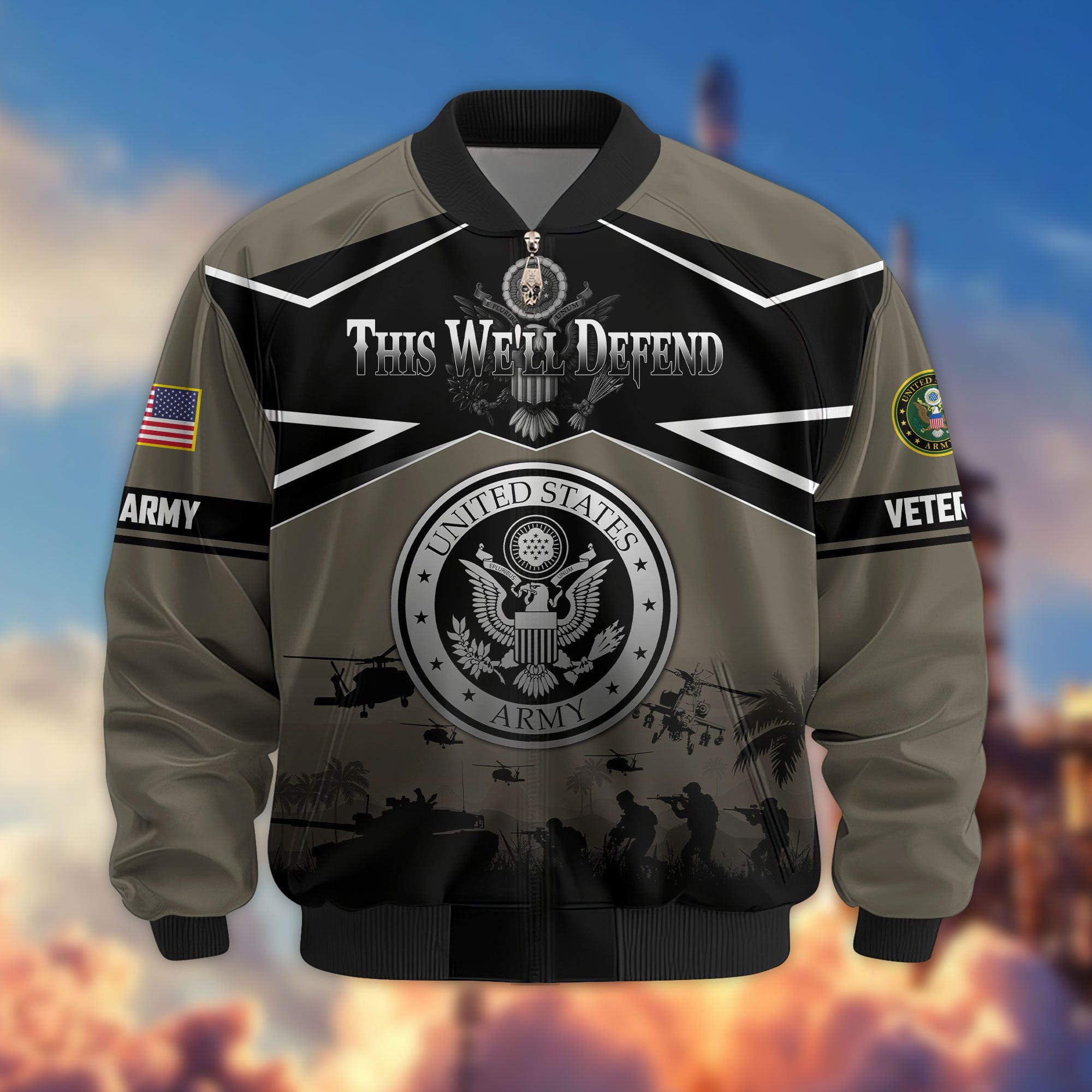 Premium US Veterans Bomber Jacket, Gifts For US Veterans, Gifts On Father's Day, Veterans Day.