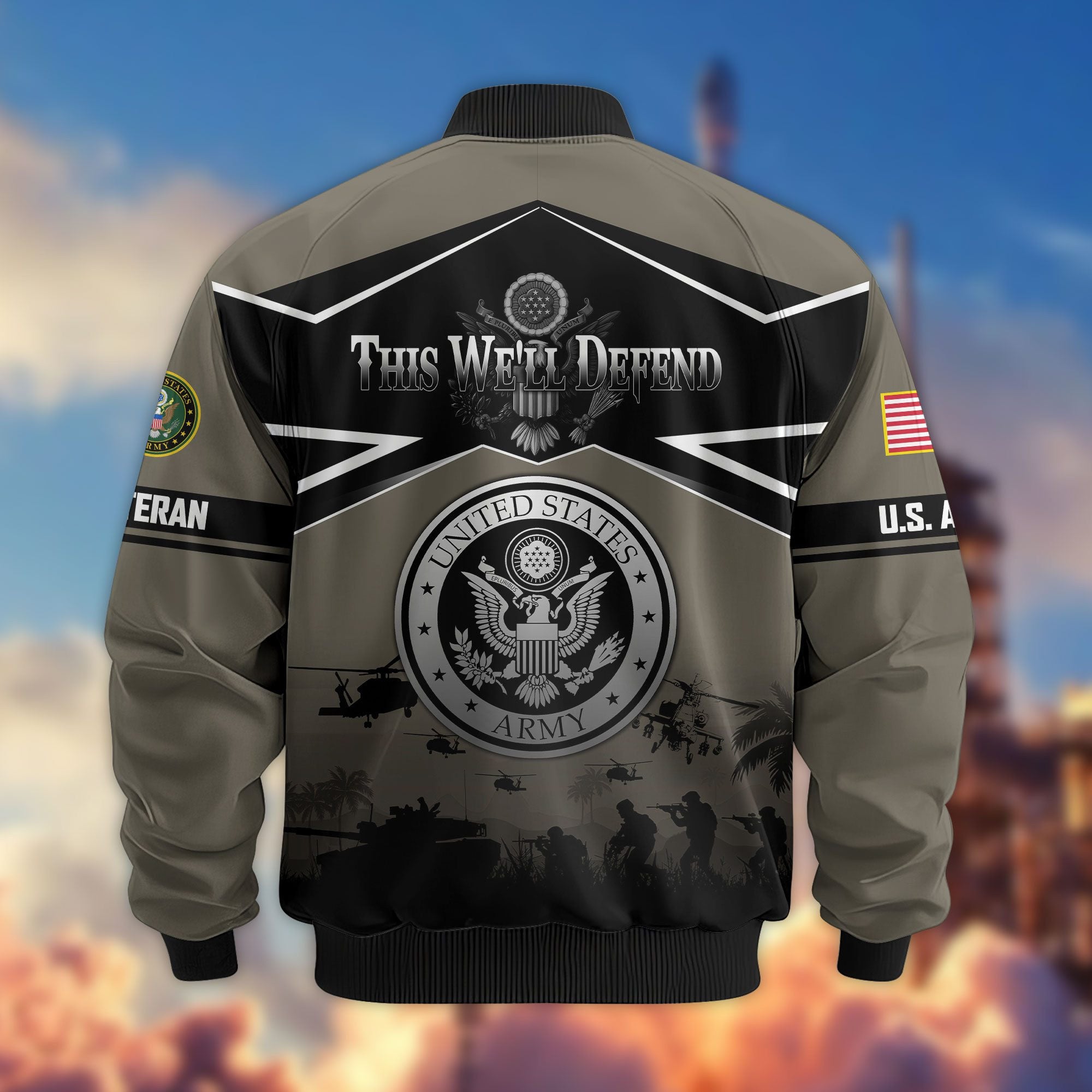 Premium US Veterans Bomber Jacket, Gifts For US Veterans, Gifts On Father's Day, Veterans Day.