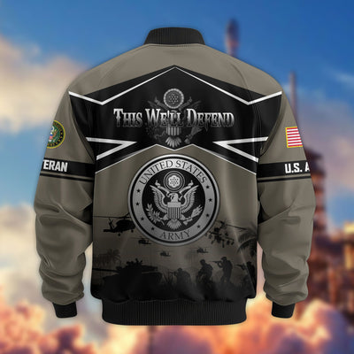 Premium US Veterans Bomber Jacket, Gifts For US Veterans, Gifts On Father's Day, Veterans Day.