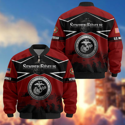 Premium US Veterans Bomber Jacket, Gifts For US Veterans, Gifts On Father's Day, Veterans Day.