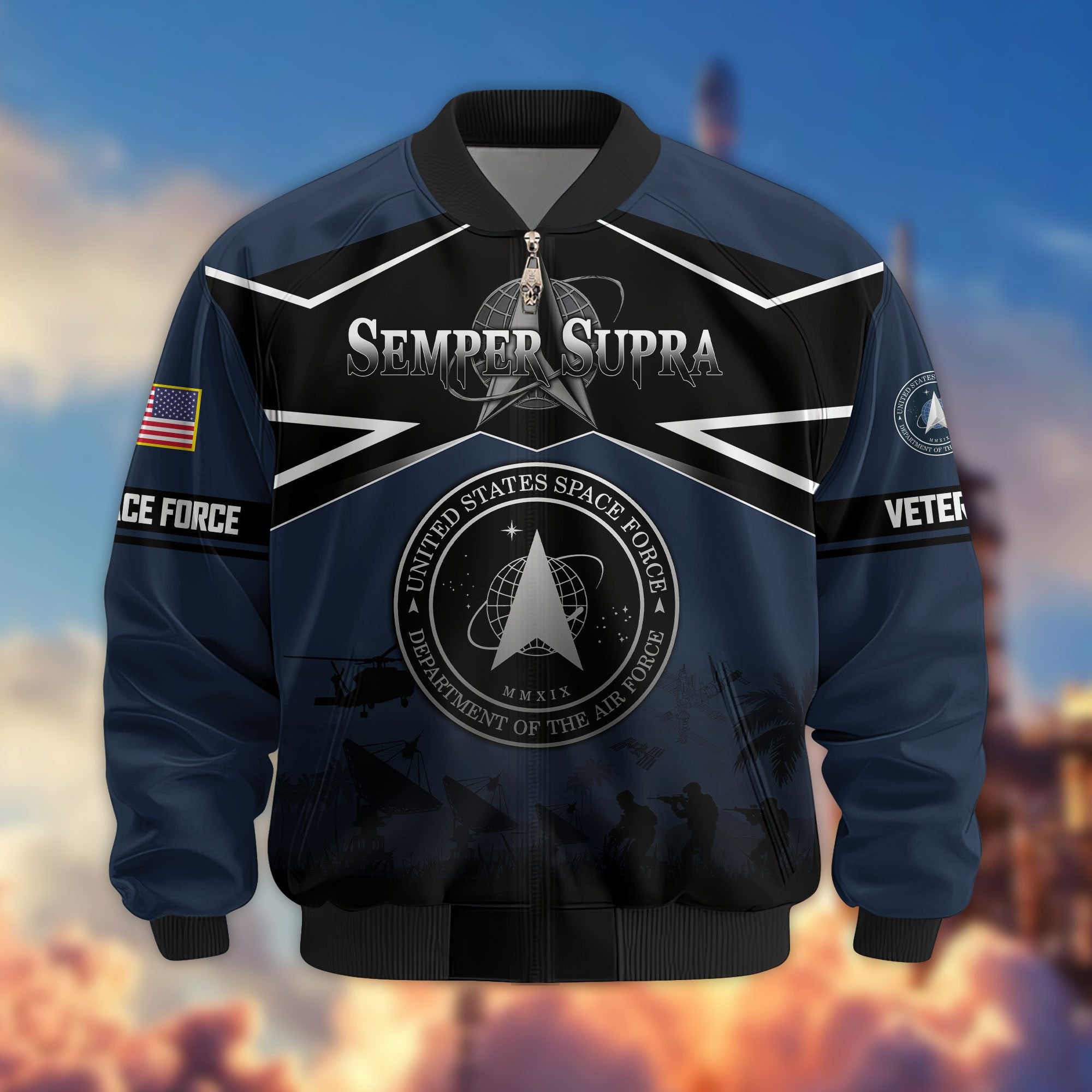 Premium US Veterans Bomber Jacket, Gifts For US Veterans, Gifts On Father's Day, Veterans Day.