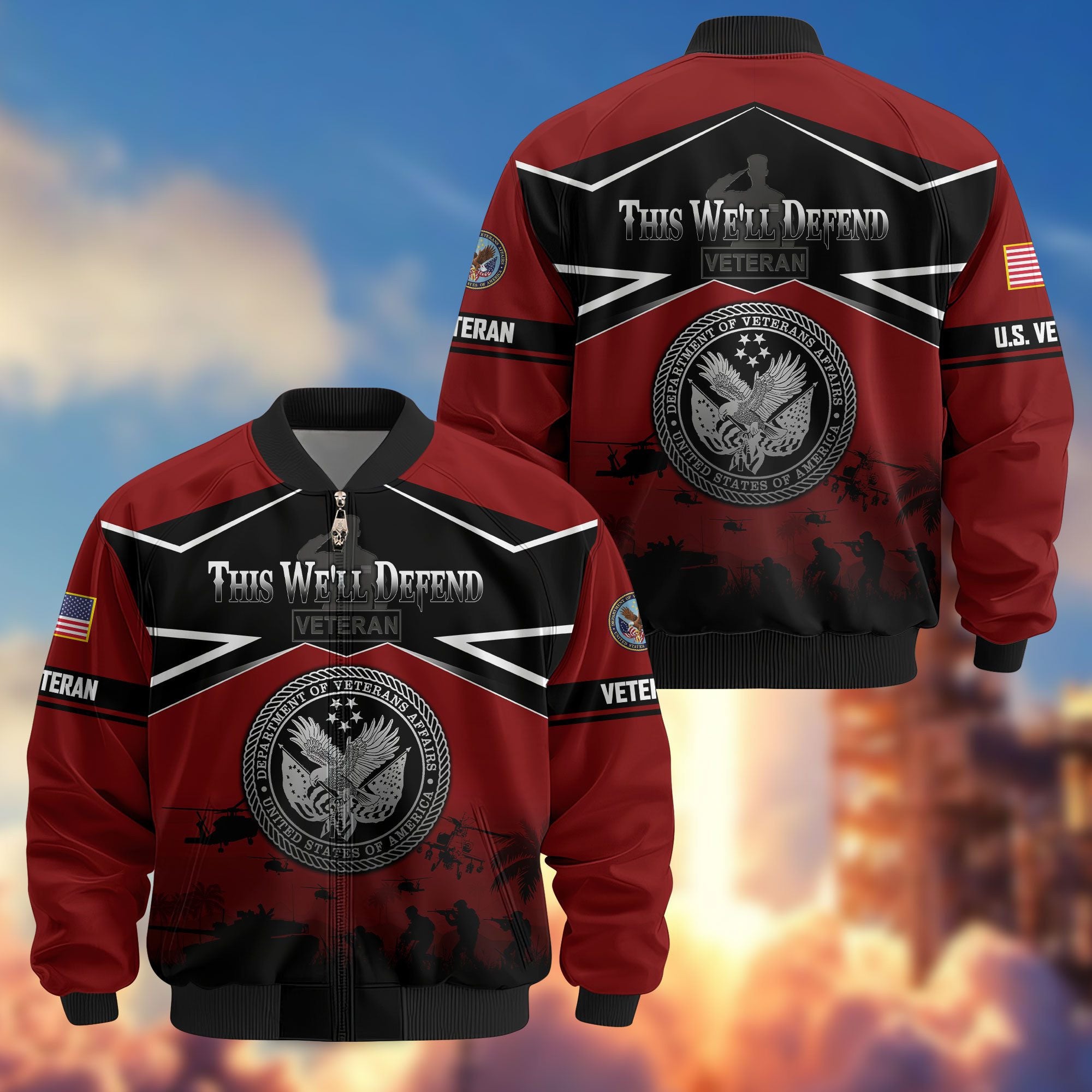 Premium US Veterans Bomber Jacket, Gifts For US Veterans, Gifts On Father's Day, Veterans Day.