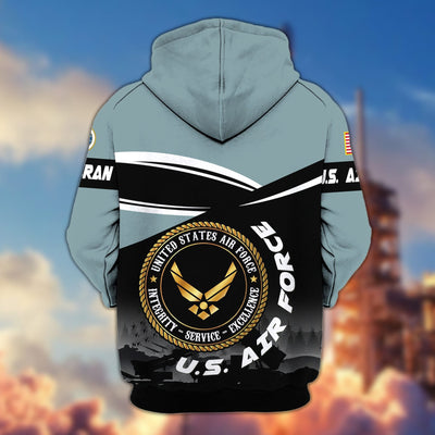 Premium US Veterans Zip Hoodie, Gifts For US Veterans, Gifts On Father's Day, Veterans Day.