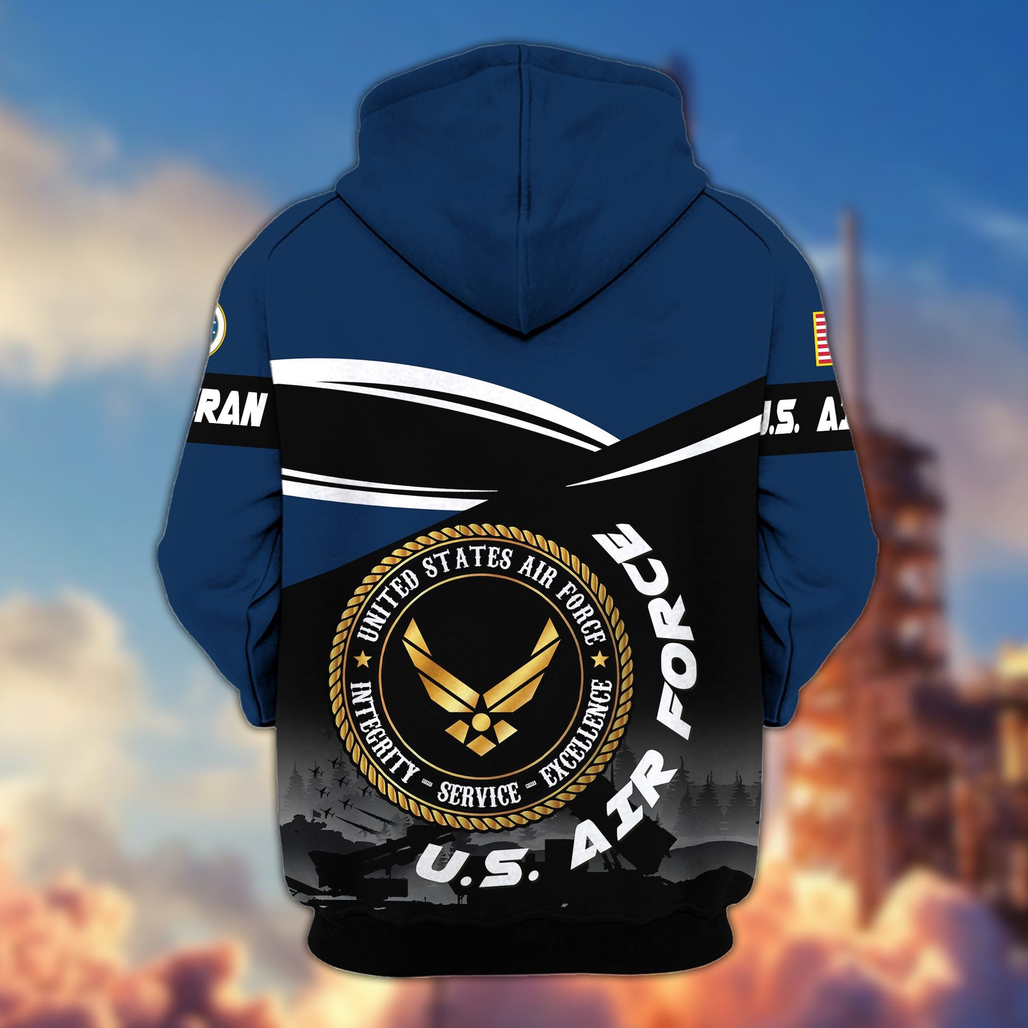 Premium US Veterans Zip Hoodie, Gifts For US Veterans, Gifts On Father's Day, Veterans Day.