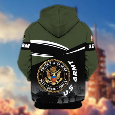 Premium US Veterans Zip Hoodie, Gifts For US Veterans, Gifts On Father's Day, Veterans Day.