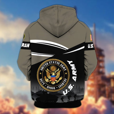 Premium US Veterans Zip Hoodie, Gifts For US Veterans, Gifts On Father's Day, Veterans Day.