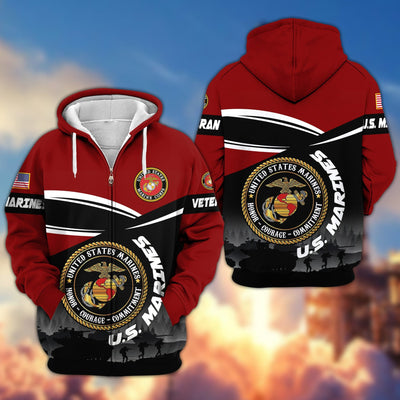 Premium US Veterans Zip Hoodie, Gifts For US Veterans, Gifts On Father's Day, Veterans Day.