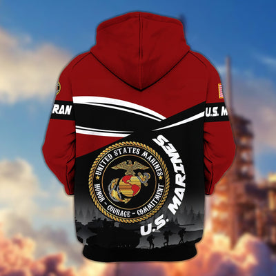 Premium US Veterans Zip Hoodie, Gifts For US Veterans, Gifts On Father's Day, Veterans Day.