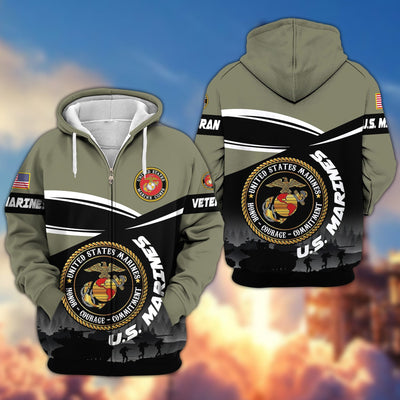 Premium US Veterans Zip Hoodie, Gifts For US Veterans, Gifts On Father's Day, Veterans Day.