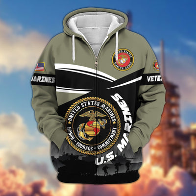Premium US Veterans Zip Hoodie, Gifts For US Veterans, Gifts On Father's Day, Veterans Day.