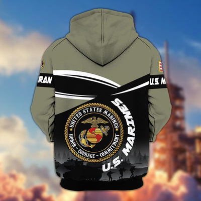 Premium US Veterans Zip Hoodie, Gifts For US Veterans, Gifts On Father's Day, Veterans Day.