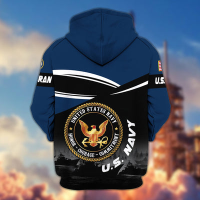 Premium US Veterans Zip Hoodie, Gifts For US Veterans, Gifts On Father's Day, Veterans Day.