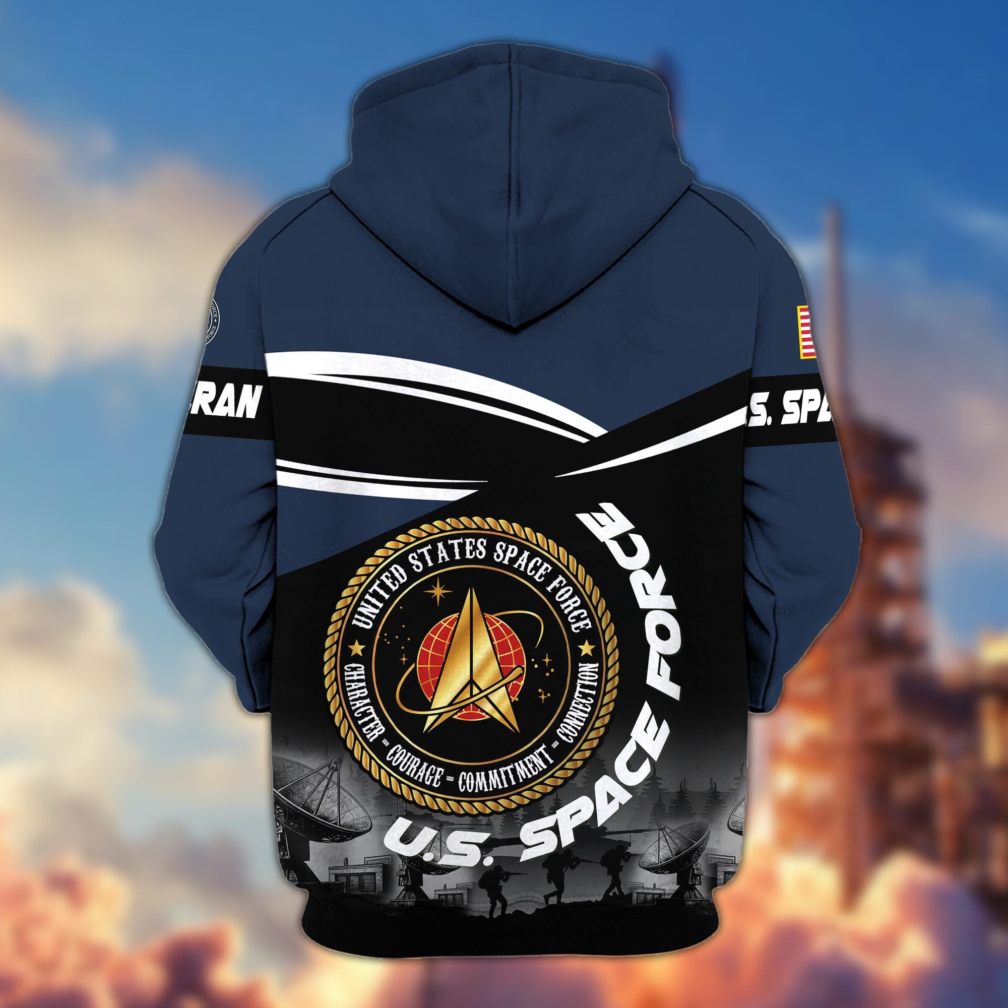 Premium US Veterans Zip Hoodie, Gifts For US Veterans, Gifts On Father's Day, Veterans Day.