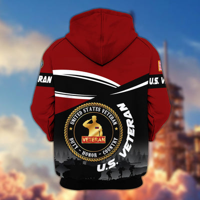 Premium US Veterans Zip Hoodie, Gifts For US Veterans, Gifts On Father's Day, Veterans Day.