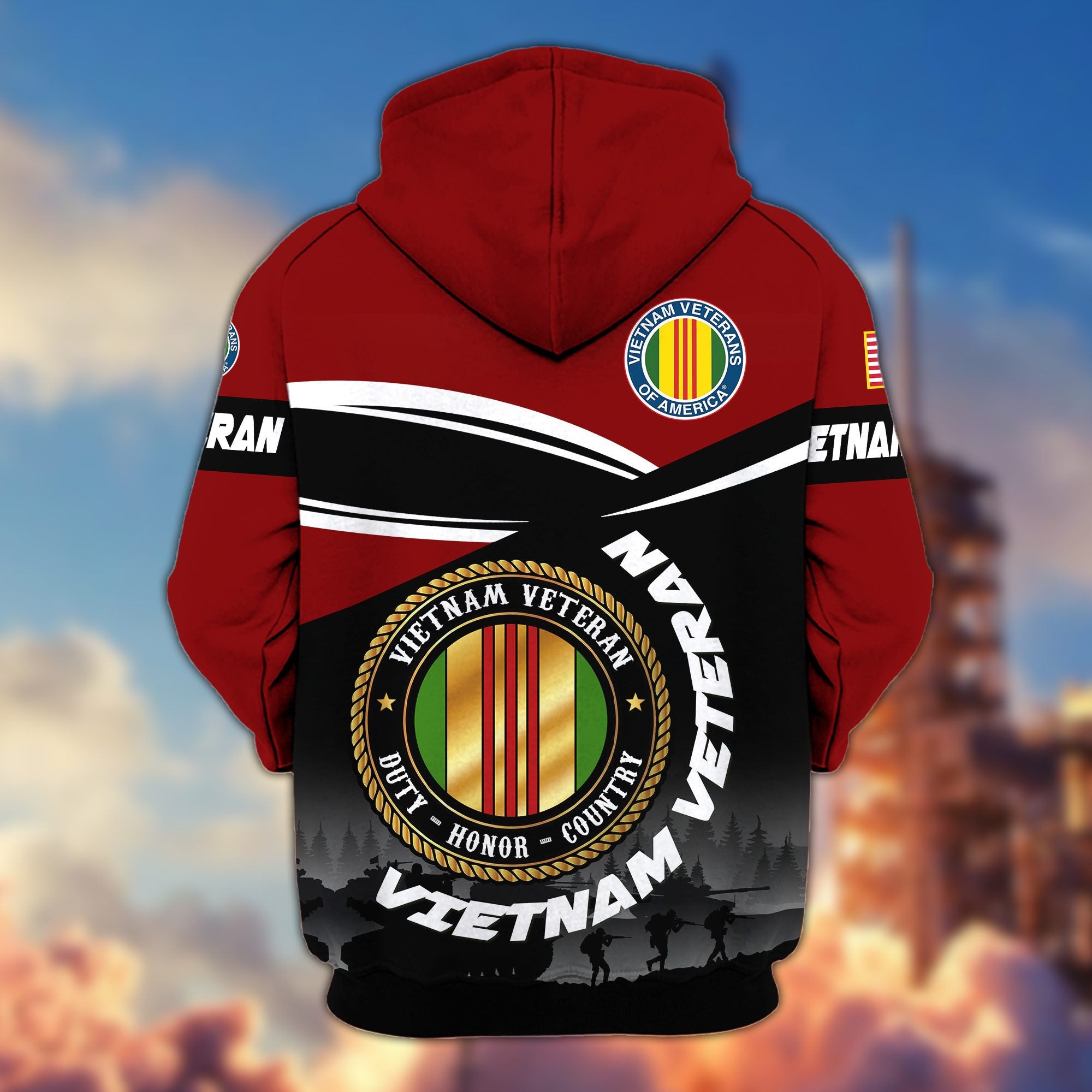 Premium US Veterans Zip Hoodie, Gifts For US Veterans, Gifts On Father's Day, Veterans Day.