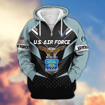Premium US Veterans Zip Hoodie, Gifts For US Veterans, Gifts On Father's Day, Veterans Day.